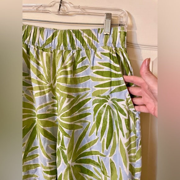 Sigrid Olsen Linen Wide Leg Hi Rise Crop Elastic Waist Boho Pants Size M Beach - Picture 3 of 7